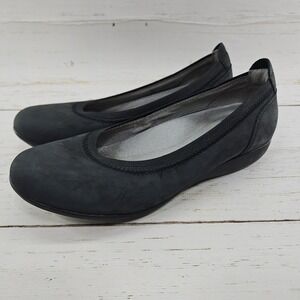 Dansko Womens Kristen Black Nubuck Leather Ballet Flats Slip On Shoes EU 37 US 7